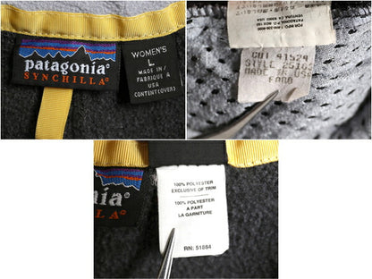 00s USA製 00年製 パタゴニア シンチラ フリース ベスト レディース L 古着 Patagonia アウトドア フルジップ 重ね着 前開き ハイネック 灰