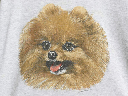 90s USA製 ドッグ アート イラスト プリント スウェット メンズ レディース M 古着 オールド 犬 アニマル トレーナー 裏起毛 キャラクター