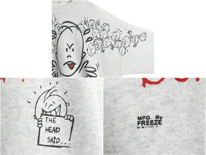 90s FREEZE キャラクター プリント スウェット メンズ レディース XL 古着 オールド イラスト アート 大きいサイズ トレーナー 裏起毛 灰
