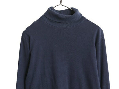90s USA製 ジェイクルー タートルネック 長袖 Tシャツ レディース L 小さめ M オールド ロンT スムース ストレッチ コットン 無地 インナー