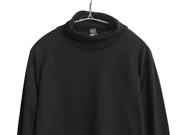 90s USA製 ランズエンド タートルネック 長袖 Tシャツ メンズ L / オールド ロンT スムース ストレッチ コットン 無地 カットソー ブラック
