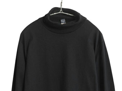 90s USA製 ランズエンド タートルネック 長袖 Tシャツ メンズ L / オールド ロンT スムース ストレッチ コットン 無地 カットソー ブラック