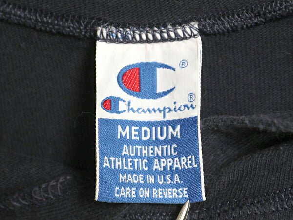 90s USA製 チャンピオン フード パーカー メンズ M / オールド ヘビーウェイト フード付き 長袖 Tシャツ ロンT プルオーバー 紺 スクリプト