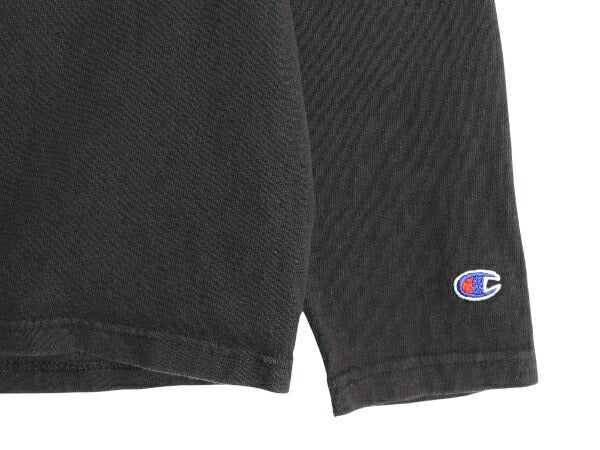 90s USA製 チャンピオン フード パーカー メンズ M / オールド ヘビーウェイト フード付き 長袖 Tシャツ ロンT プルオーバー 黒 スクリプト