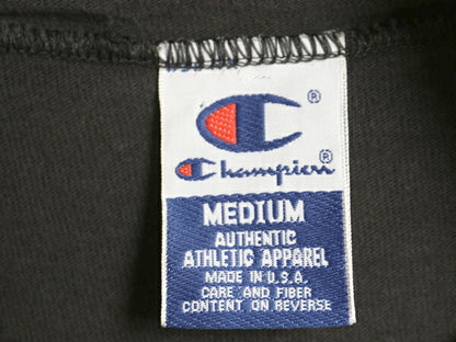 90s USA製 チャンピオン フード パーカー メンズ M / オールド ヘビーウェイト フード付き 長袖 Tシャツ ロンT プルオーバー 黒 スクリプト