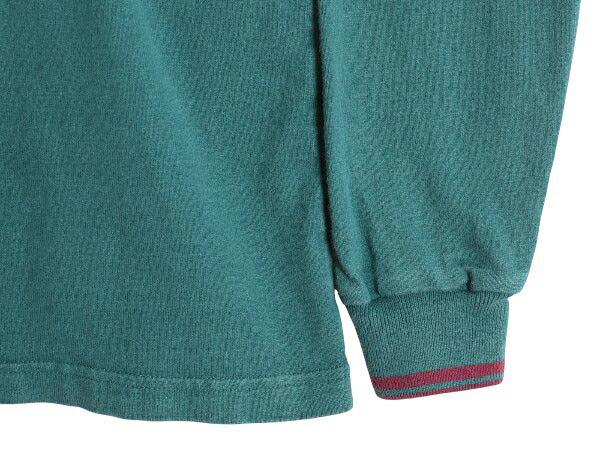 80s USA製 エルエルビーン モックネック ボーダー 長袖 Tシャツ メンズ M ヴィンテージ ロンT ラガーシャツ 素材 ヘビーウェイト コットン