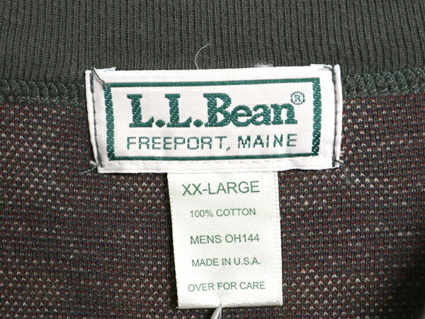 90s USA製 エルエルビーン チェック ヘンリーネック 長袖 Tシャツ メンズ XXL オールド ロンT 大きいサイズ トップス カットソー ゆったり