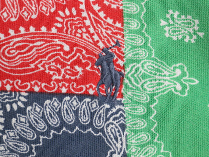 ポロ ラルフローレン バンダナ 総柄 フード パーカー メンズ M / 古着 長袖 Tシャツ フード付き ロンT プルオーバー クレイジー カットソー