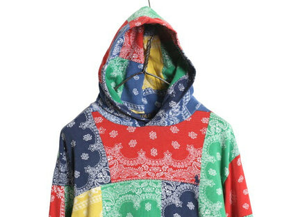 ポロ ラルフローレン バンダナ 総柄 フード パーカー メンズ M / 古着 長袖 Tシャツ フード付き ロンT プルオーバー クレイジー カットソー