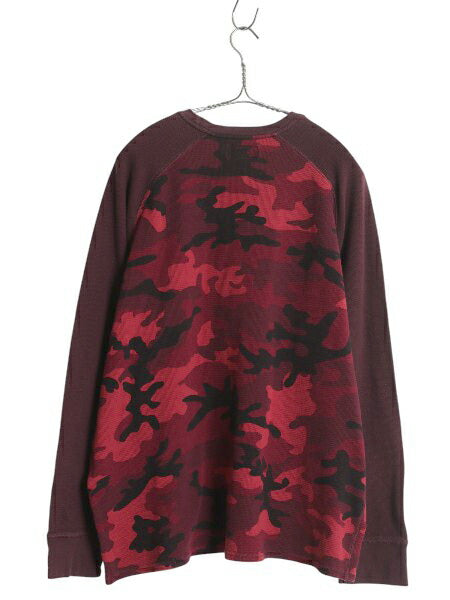 ポロ ラルフローレン 迷彩 切替 長袖 サーマル Tシャツ メンズ XXL 古着 カモフラ ロンT ロングスリーブ カットソー ワッフル 大きいサイズ