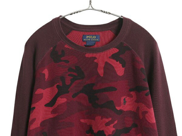 ポロ ラルフローレン 迷彩 切替 長袖 サーマル Tシャツ メンズ XXL 古着 カモフラ ロンT ロングスリーブ カットソー ワッフル 大きいサイズ