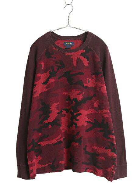 ポロ ラルフローレン 迷彩 切替 長袖 サーマル Tシャツ メンズ XXL 古着 カモフラ ロンT ロングスリーブ カットソー ワッフル 大きいサイズ