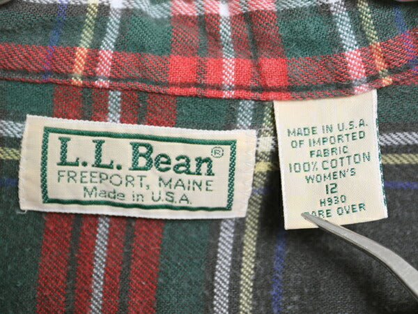 80s USA製 エルエルビーン チェック 長袖 フランネル シャツ レディース M 程/ ヴィンテージ コットン 長袖シャツ ネルシャツ マルチカラー