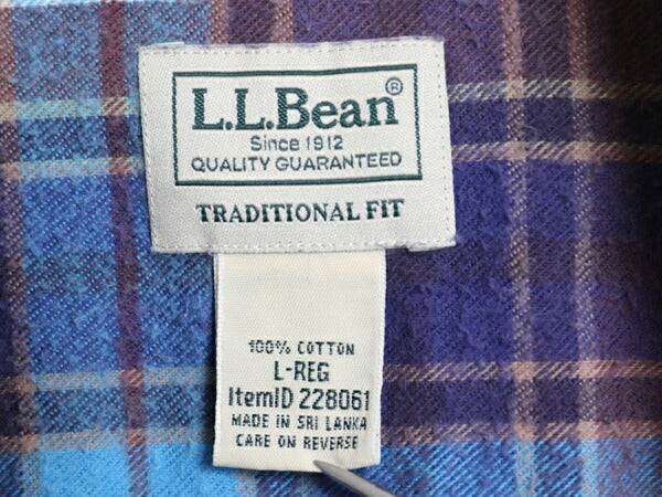 エルエルビーン チェック 長袖 ボタンダウン フランネル シャツ メンズ L 古着 長袖シャツ BD ネルシャツ コットン マルチカラー ゆったり