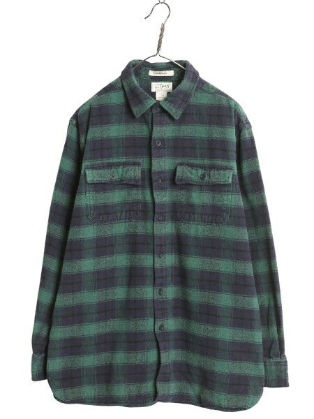 エルエルビーン シャモア クロス 長袖 シャツ メンズ L 古着 長袖シャツ ネルシャツ ヘビーウェイト コットン ブラックウォッチ チェック