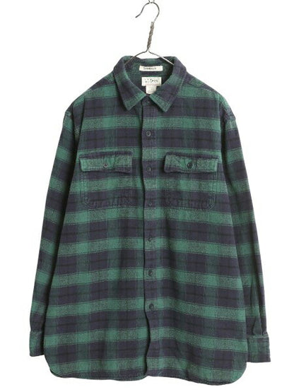 エルエルビーン シャモア クロス 長袖 シャツ メンズ L 古着 長袖シャツ ネルシャツ ヘビーウェイト コットン ブラックウォッチ チェック