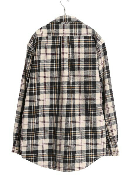 90s エルエルビーン チェック 長袖 フランネル シャツ メンズ L 古着 オールド  長袖シャツ コットン ネルシャツ マルチカラー ゆったり