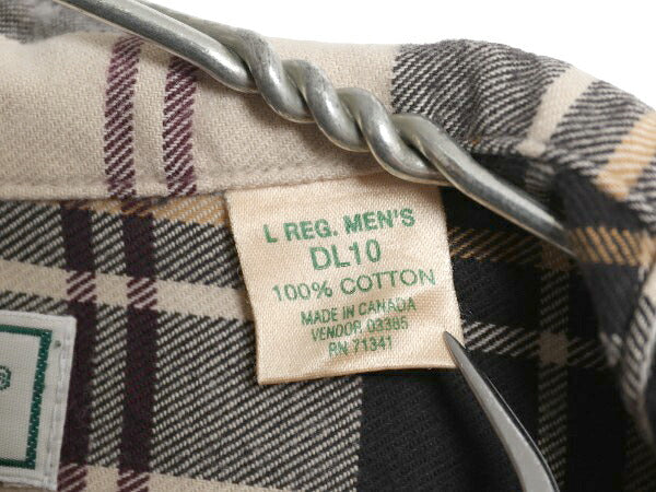 90s エルエルビーン チェック 長袖 フランネル シャツ メンズ L 古着 オールド  長袖シャツ コットン ネルシャツ マルチカラー ゆったり