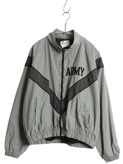 90s 米軍実物 US ARMY ナイロン トレーニング ジャケット SMALL SHORT 99年製 オールド ミリタリー IPFU 軍物 ブルゾン ジャンパー グレー