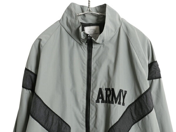 00s 米軍実物 US ARMY ナイロン トレーニング ジャケット LARGE LONG / 04年製 オールド ミリタリー IPFU 軍物 ブルゾン ジャンパー グレー