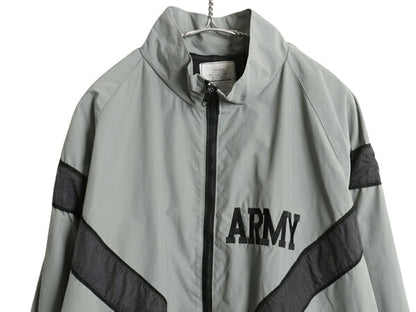 00s 米軍実物 US ARMY ナイロン トレーニング ジャケット LARGE LONG / 04年製 オールド ミリタリー IPFU 軍物 ブルゾン ジャンパー グレー