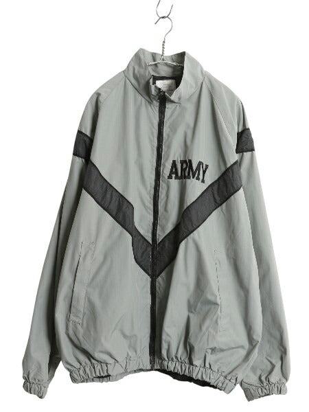 00s 米軍実物 US ARMY ナイロン トレーニング ジャケット LARGE LONG / 04年製 オールド ミリタリー IPFU 軍物 ブルゾン ジャンパー グレー