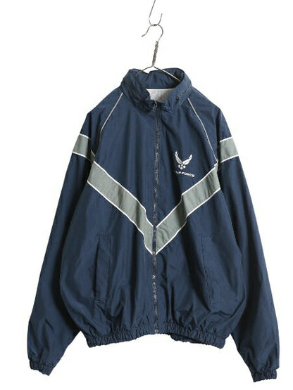 米軍実物 US AIR FORCE ナイロン トレーニング ジャケット LARGE REGULAR / 10年製 ミリタリー エアフォース 軍物 ジャンパー ブルゾン 青