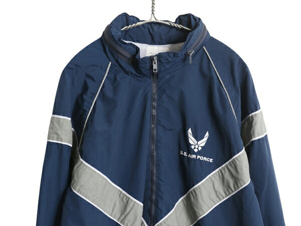 00s 米軍実物 US AIR FORCE ナイロン トレーニング ジャケット X-LARGE REGULAR / 05年製 オールド ミリタリー 軍物 USAF 大きいサイズ 青
