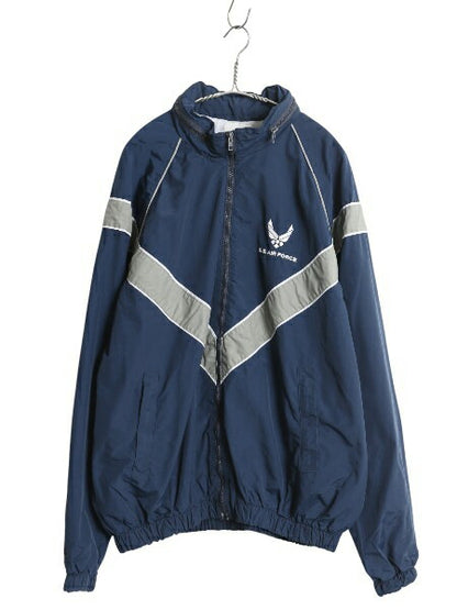 00s 米軍実物 US AIR FORCE ナイロン トレーニング ジャケット X-LARGE REGULAR / 05年製 オールド ミリタリー 軍物 USAF 大きいサイズ 青
