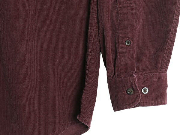 エルエルビーン 細畝 コーデュロイ 長袖 ボタンダウン シャツ メンズ M 古着 ミドルウェイト 長袖シャツ ポケット付き 無地 バーガンディ
