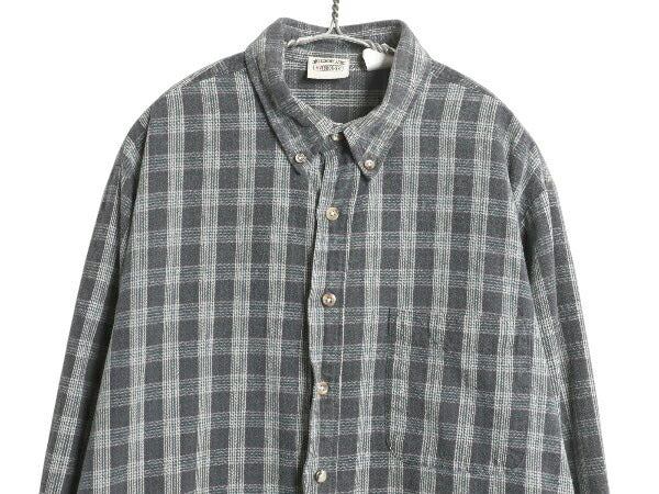 90s ファイブブラザー チェック 長袖 ボタンダウン フランネル シャツ メンズ XL / オールド 長袖シャツ ネルシャツ コットン 大きいサイズ