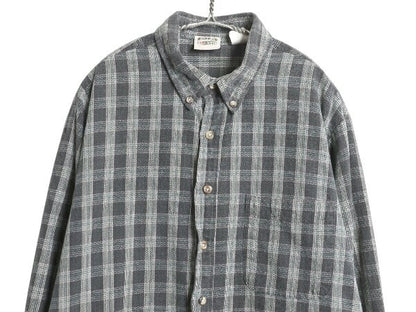90s ファイブブラザー チェック 長袖 ボタンダウン フランネル シャツ メンズ XL / オールド 長袖シャツ ネルシャツ コットン 大きいサイズ
