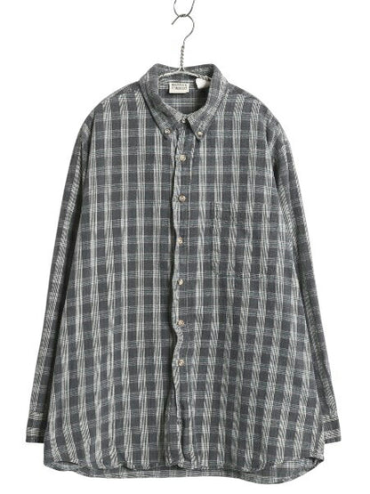 90s ファイブブラザー チェック 長袖 ボタンダウン フランネル シャツ メンズ XL / オールド 長袖シャツ ネルシャツ コットン 大きいサイズ