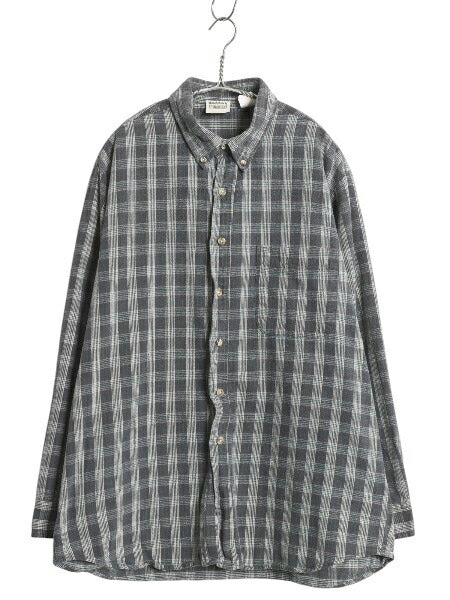 90s ファイブブラザー チェック 長袖 ボタンダウン フランネル シャツ メンズ XL / オールド 長袖シャツ ネルシャツ コットン 大きいサイズ