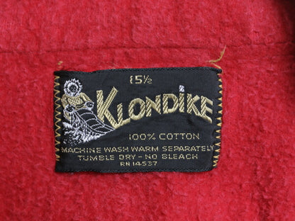 70s KLONDIKE シャモア クロス 長袖 シャツ メンズ M 古着 ヴィンテージ ネルシャツ ヘビーウェイト コットン フランネル 無地 ゆったり 赤