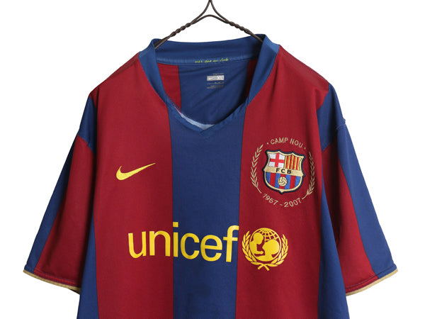 00s ☆ ナイキ バルセロナ サッカー ユニフォーム メンズ L / オールド 07 08 当時物 ラリーガ スペイン ホーム フットボール ストライプ