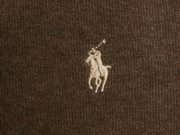 ポロ ラルフローレン ハーフジップ スウェット メンズ L プルオーバー コットン ニット ストレッチ ワンポイント ポニー刺繍 ハイネック 茶