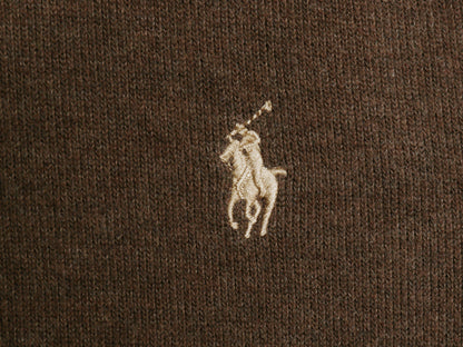 ポロ ラルフローレン ハーフジップ スウェット メンズ L プルオーバー コットン ニット ストレッチ ワンポイント ポニー刺繍 ハイネック 茶