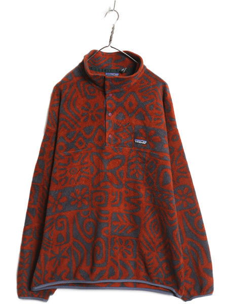 90s USA製 ★ パタゴニア ライトウェイト シンチラ スナップT メンズ XL 95年製 オールド フリース プルオーバー ジャケット ブルゾン 総柄