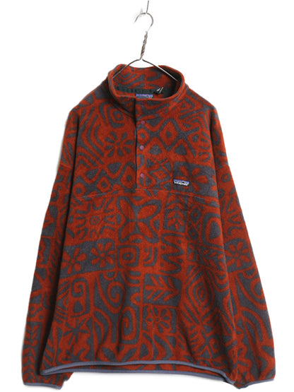 90s USA製 ★ パタゴニア ライトウェイト シンチラ スナップT メンズ XL 95年製 オールド フリース プルオーバー ジャケット ブルゾン 総柄