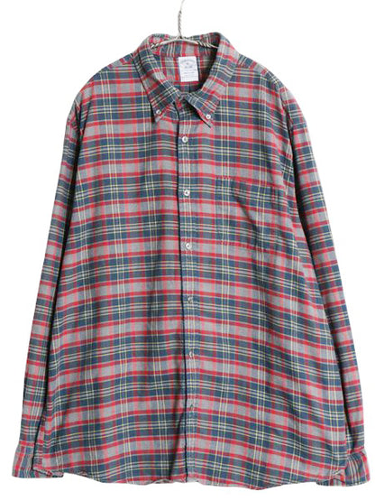 ブルックスブラザーズ 長袖 ボタンダウン フランネル シャツ メンズ XL / 古着 ネルシャツ チェック コットン ポケット付き 大きいサイズ 