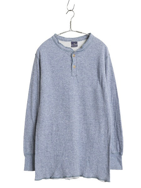 90s USA製 デュオフォールド ヘンリーネック 長袖 Tシャツ メンズ L オールド ロンT 2レイヤー アンダーシャツ 無地 インナー カットソー