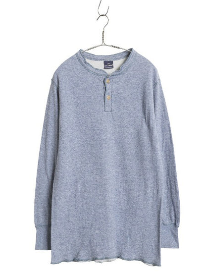 90s USA製 デュオフォールド ヘンリーネック 長袖 Tシャツ メンズ L オールド ロンT 2レイヤー アンダーシャツ 無地 インナー カットソー