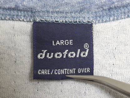 90s USA製 デュオフォールド ヘンリーネック 長袖 Tシャツ メンズ L オールド ロンT 2レイヤー アンダーシャツ 無地 インナー カットソー