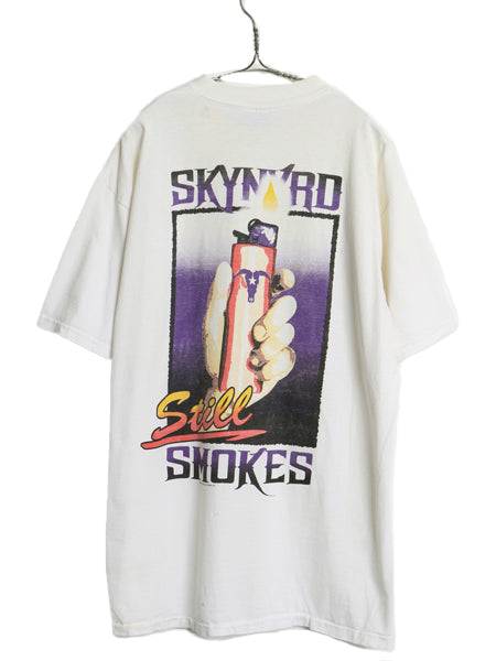 90s USA製 レーナードスキナード 両面 イラスト プリント Tシャツ メンズ XL オールド 当時物 オフィシャル バンド ロック 大きいサイズ 白