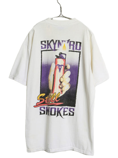 90s USA製 レーナードスキナード 両面 イラスト プリント Tシャツ メンズ XL オールド 当時物 オフィシャル バンド ロック 大きいサイズ 白
