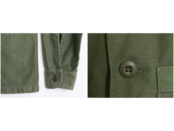 70s 米軍実物 US ARMY コットン サテン ユーティリティ シャツ M / ヴィンテージ 70年製 OG107 シャツ袖 2nd 3rd ミリタリー 軍物 ワッペン