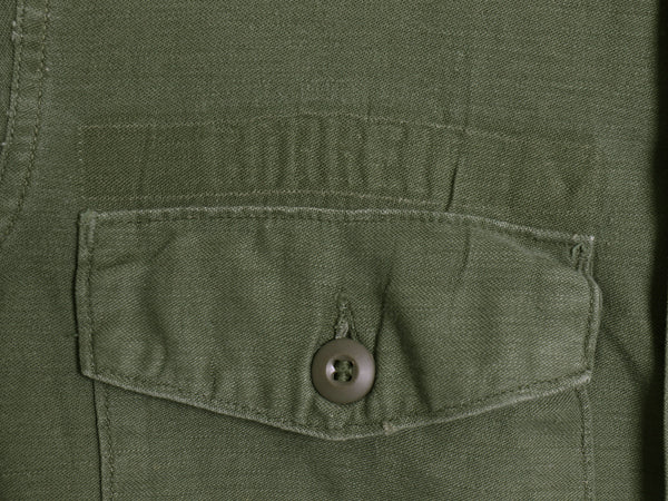 70s 米軍実物 US ARMY コットン サテン ユーティリティ シャツ M / ヴィンテージ 70年製 OG107 シャツ袖 2nd 3rd ミリタリー 軍物 ワッペン