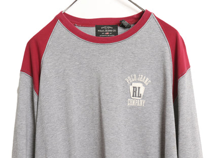 ポロジーンズ ラルフローレン 長袖 Tシャツ メンズ L ポロ ロンT ベースボール ロングスリーブ カットソー ワンポイント ツートン ゆったり
