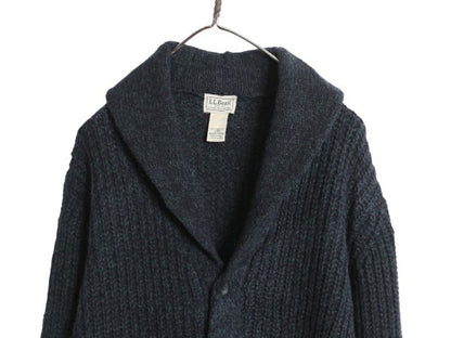 エルエルビーン ショールカラー ニット カーディガン メンズ L / アウトドア ラム ウール セーター 前開き ヘビーウェイト ポケット付き 